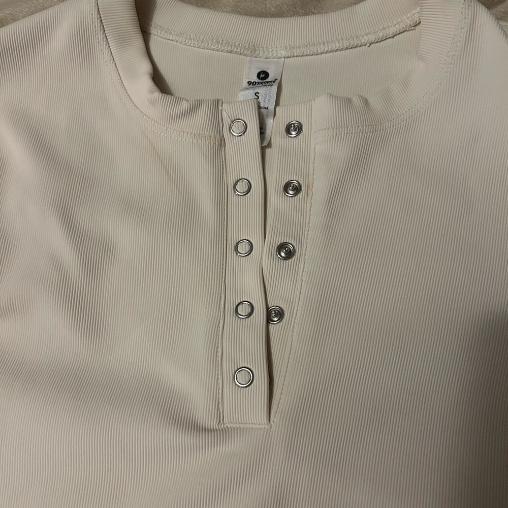 90 Degree By Reflex Cream Button Down Shirt - Picture 5 of 6